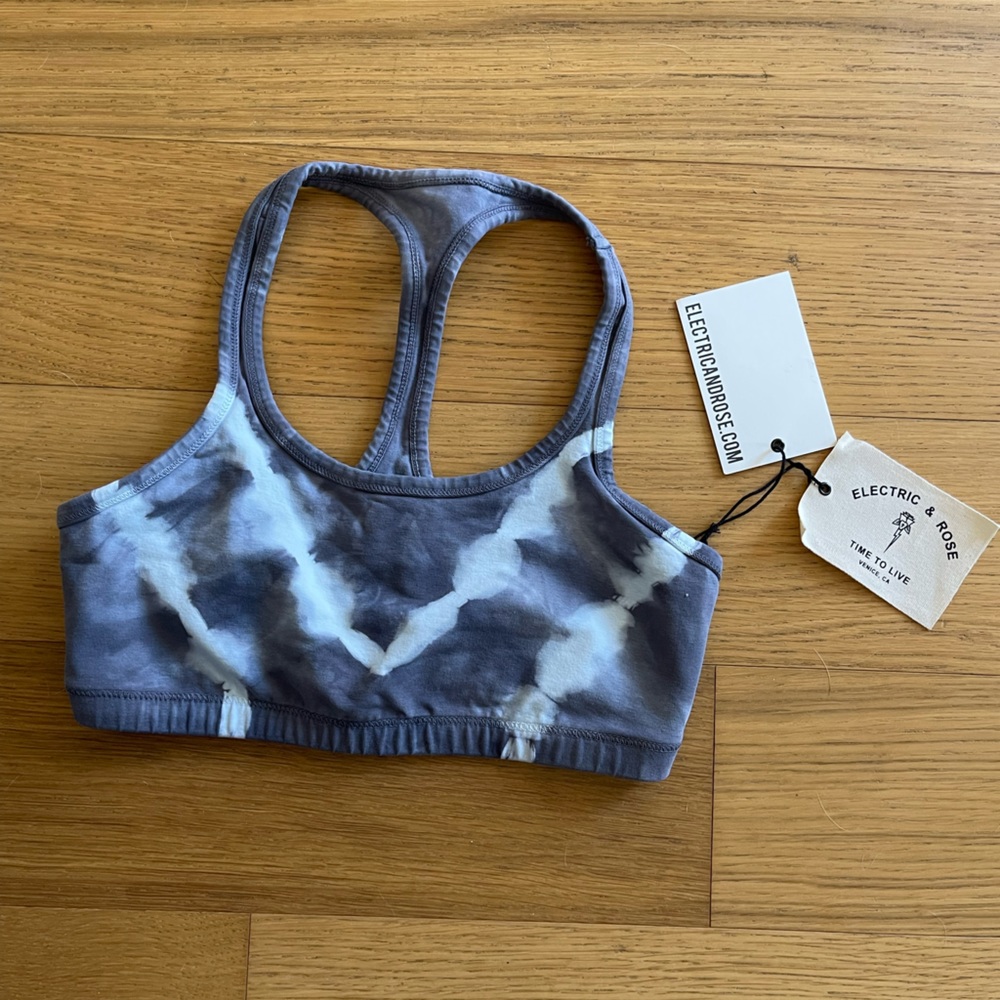 NWT Anthropologie Electric & Rose Sports Bra in Tie-Dye SILVERLAKE BLUE/SKY Sz S